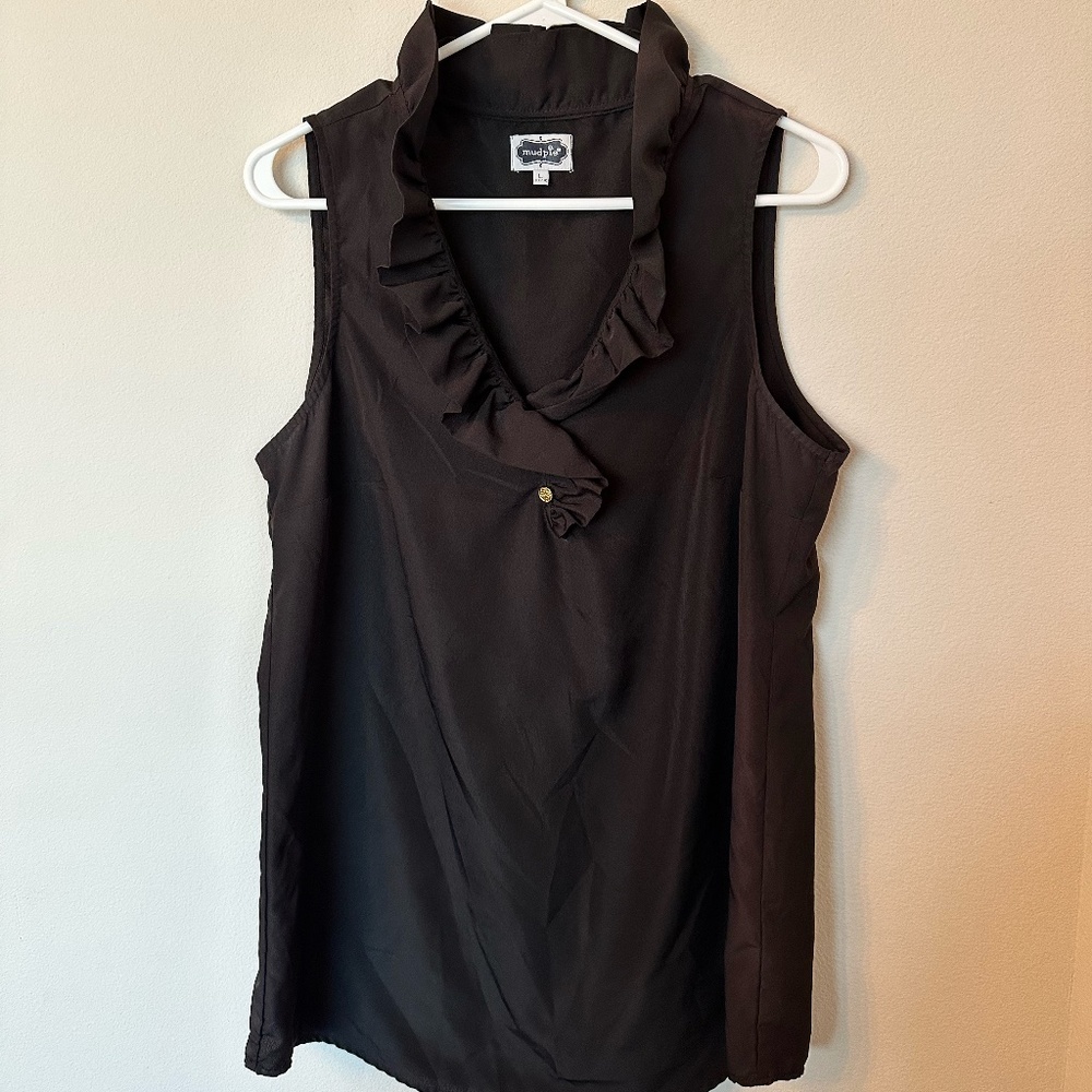 Mud Pie Whitney Sleeveless Tunic Ruffle Neck